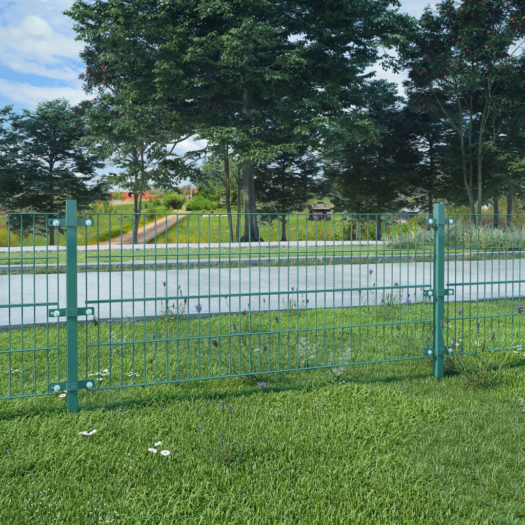 vidaXL Panel ogrodzeniowy ze słupkami, żelazny, 6 x 0,8 m, zielony