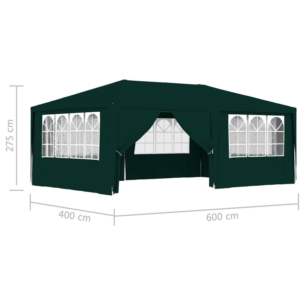 vidaXL Namiot imprezowy ze ściankami, 4x6 m, zielony, 90 g/m²