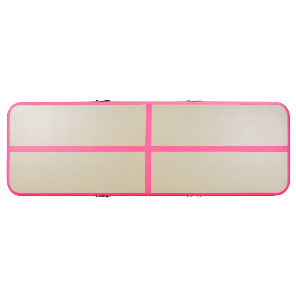 vidaXL Mata gimnastyczna z pompką, 600x100x10 cm, PVC, różowa