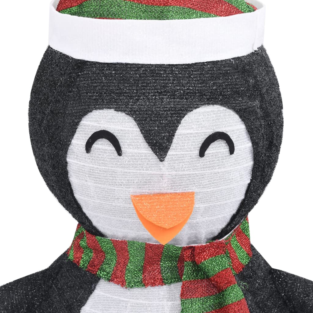 vidaXL Dekoracja świąteczna, pingwin z LED, luksusowa tkanina, 90 cm