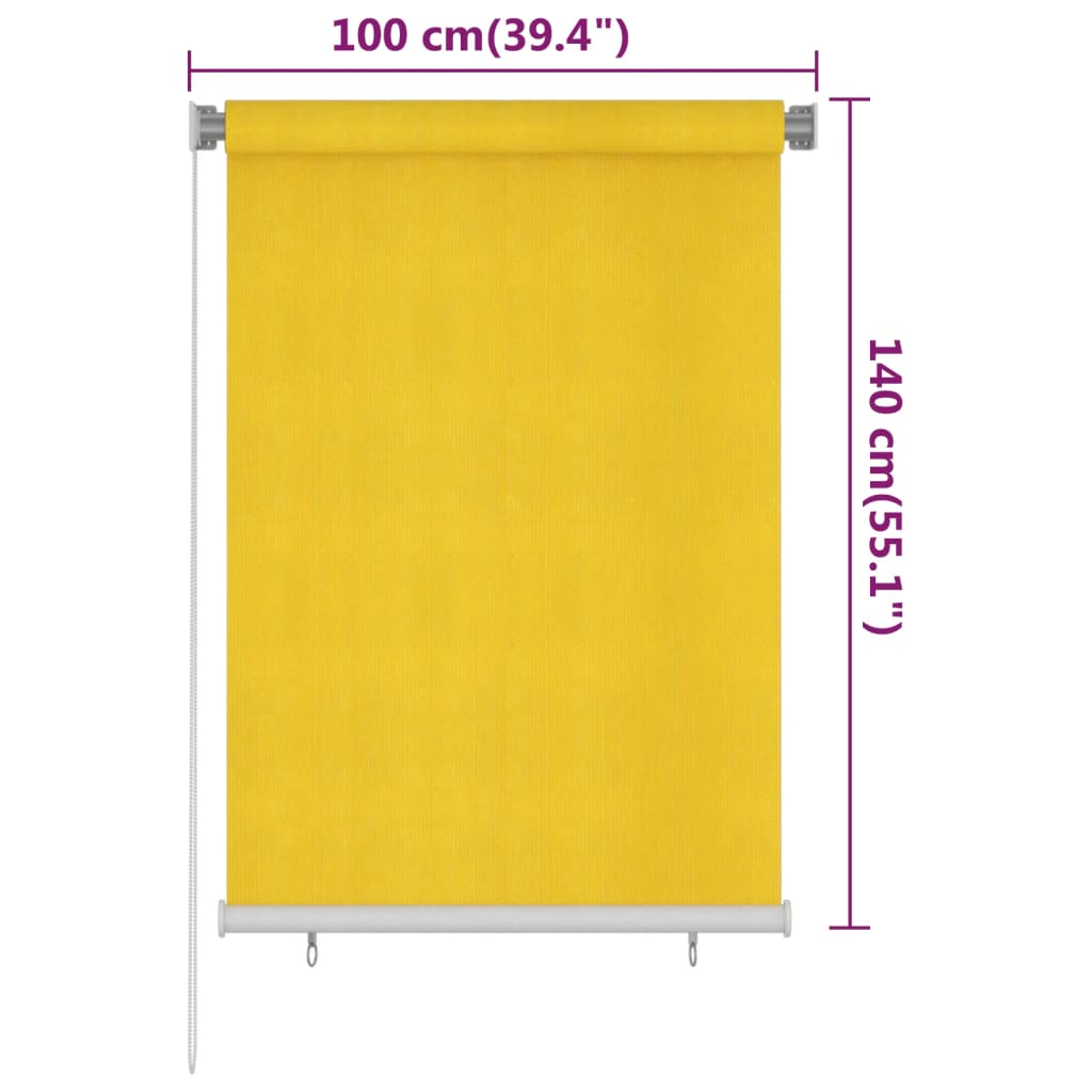 vidaXL Roleta zewnętrzna, 100x140 cm, żółta, HDPE