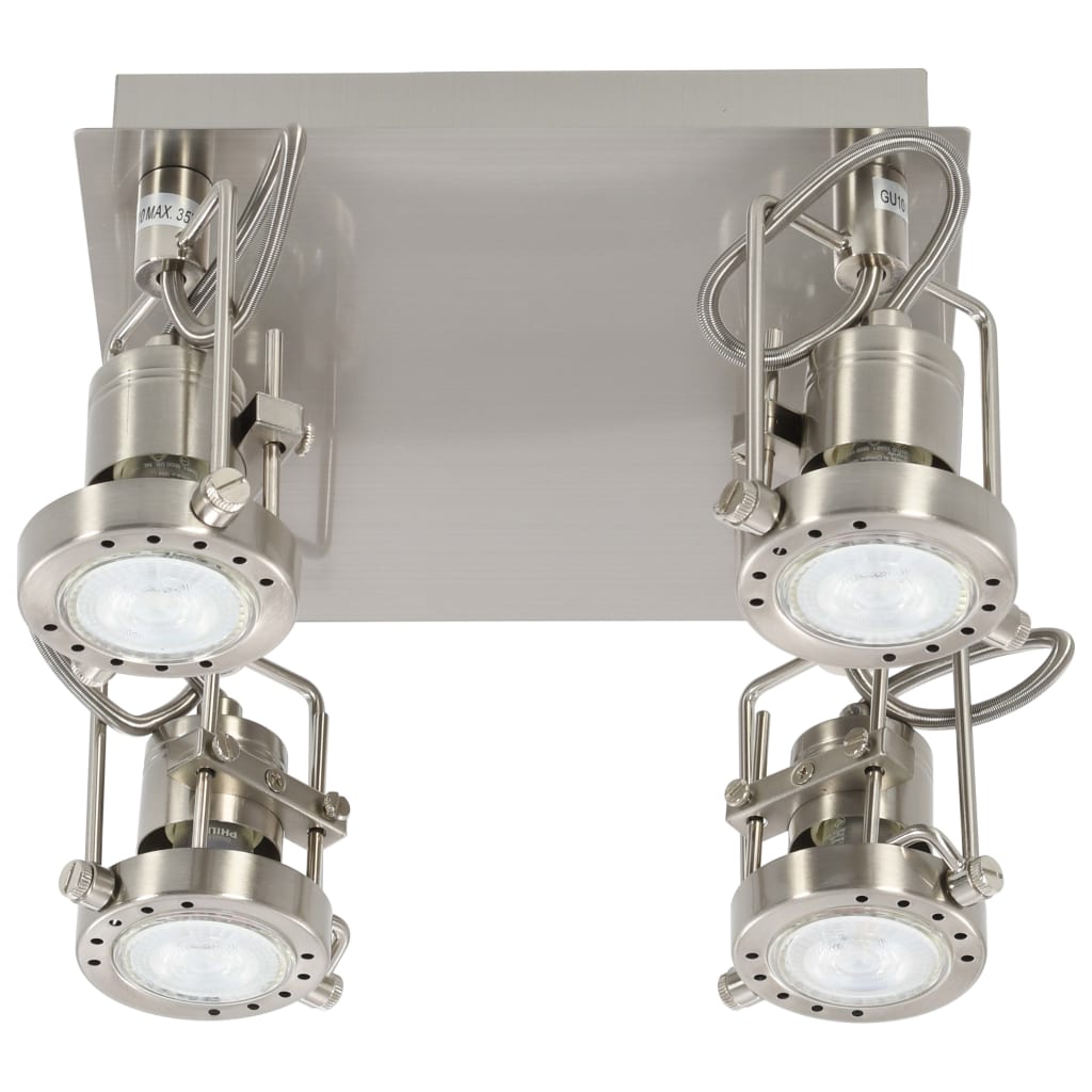 vidaXL Lampa z 4 reflektorami, srebrna, GU10