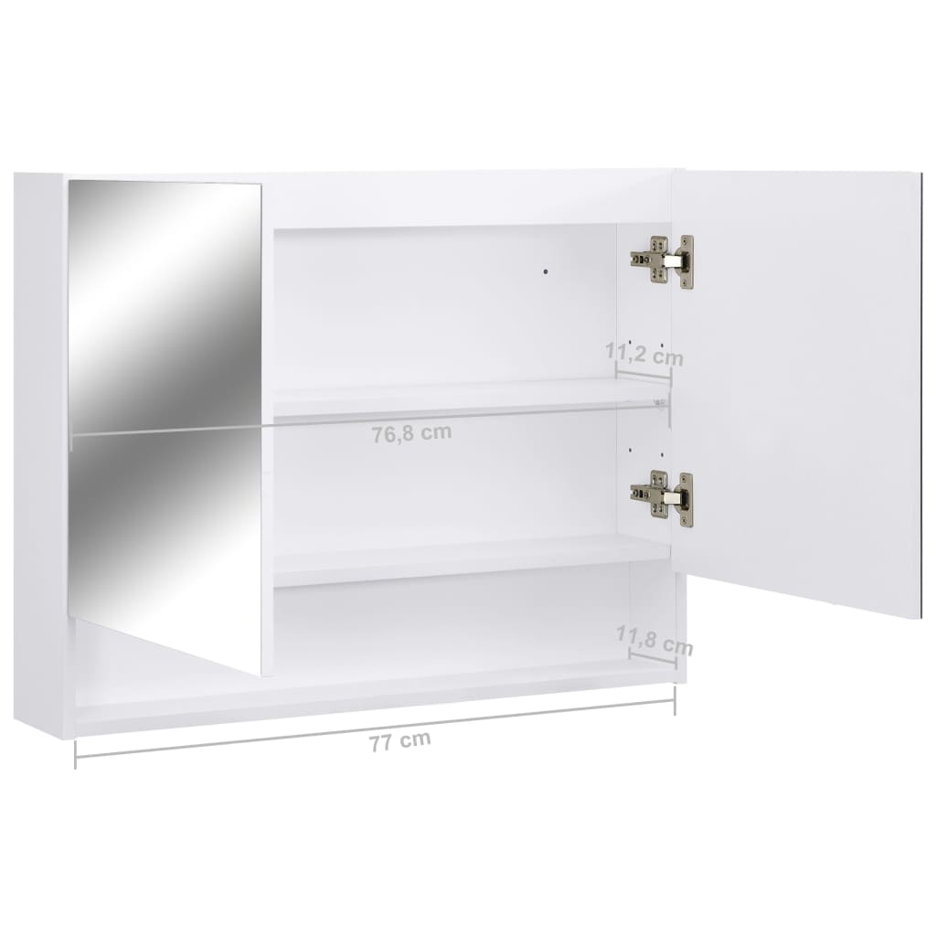 vidaXL Szafka łazienkowa z lustrem i LED, biała, 80x15x60 cm, MDF