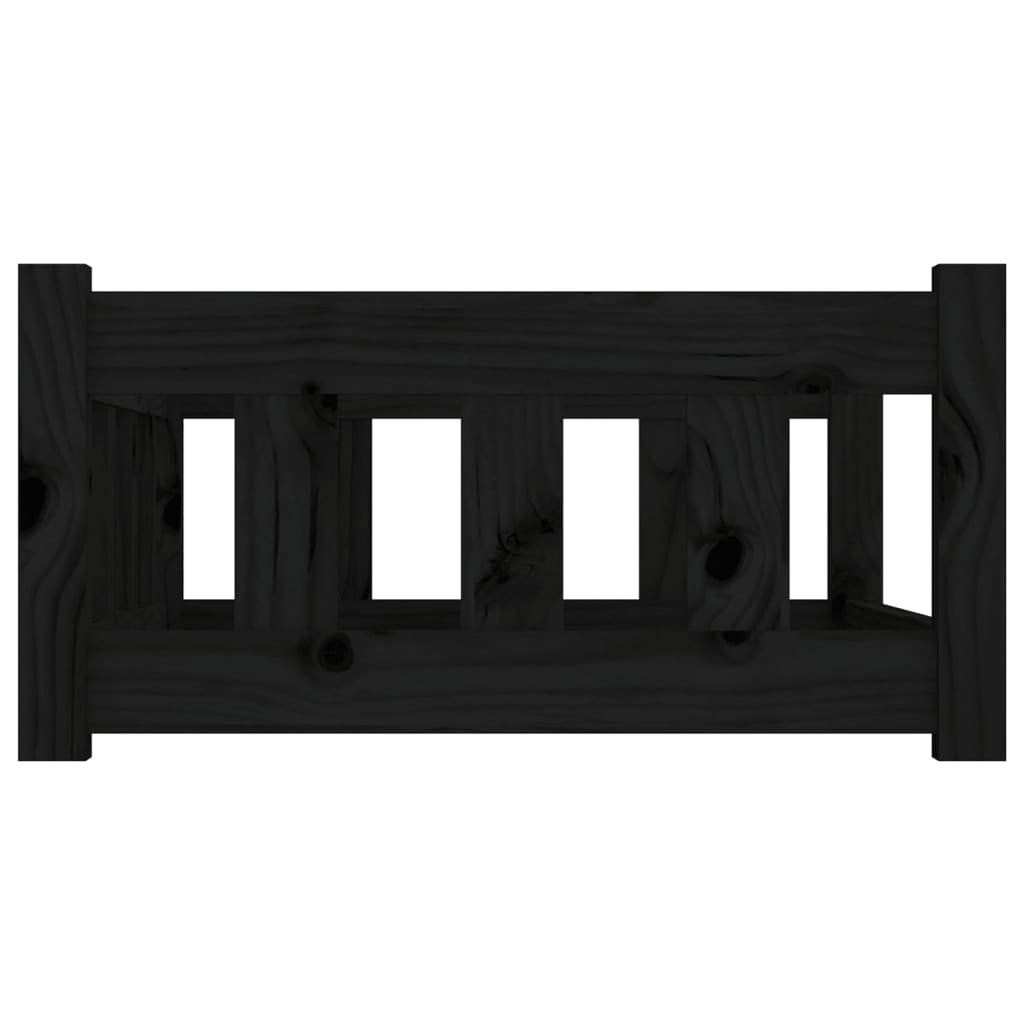 vidaXL Legowisko dla psa, czarne, 75,5x55,5x28 cm, lite drewno sosnowe