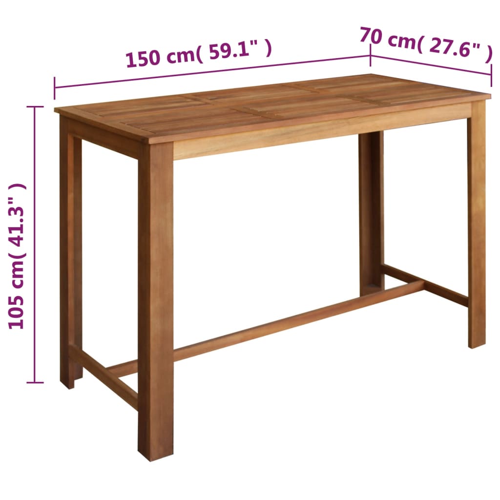 vidaXL Stolik i stołki barowe,7 elementów, lite drewno akacjowe