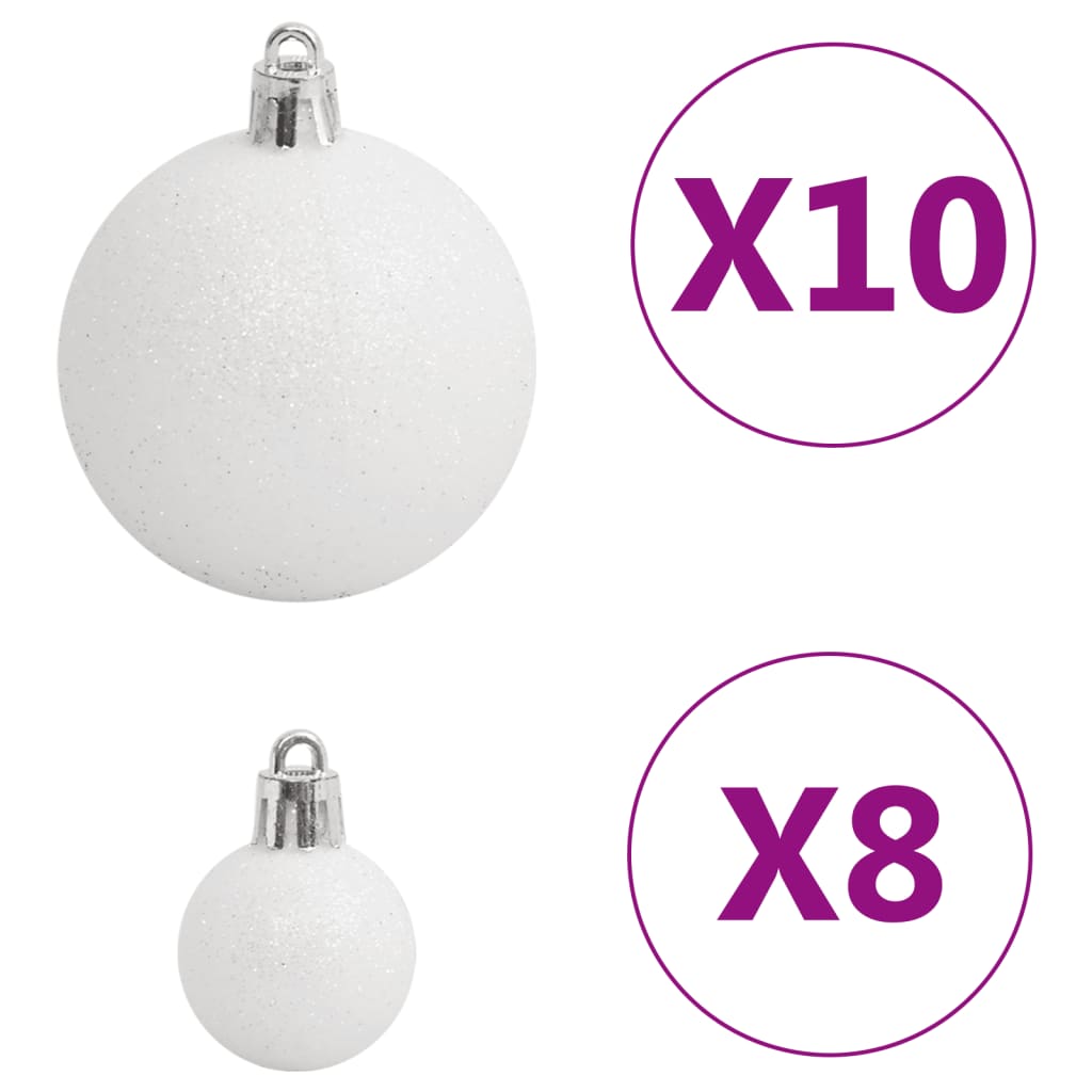 vidaXL 111-cz. zestaw ozdób świątecznych, biało-szary, polistyren