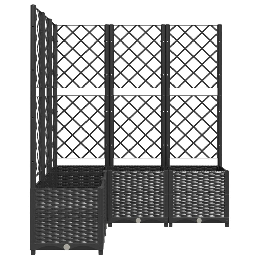 vidaXL Donica ogrodowa z kratką, czarna, 120x120x136 cm, PP