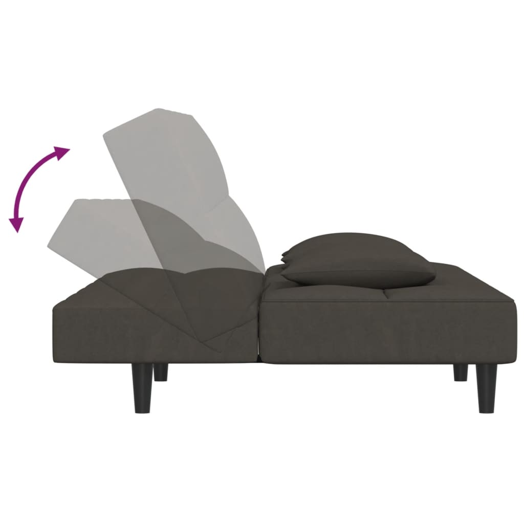 vidaXL 2-osobowa kanapa, 2 poduszki, ciemnoszara, aksamitna