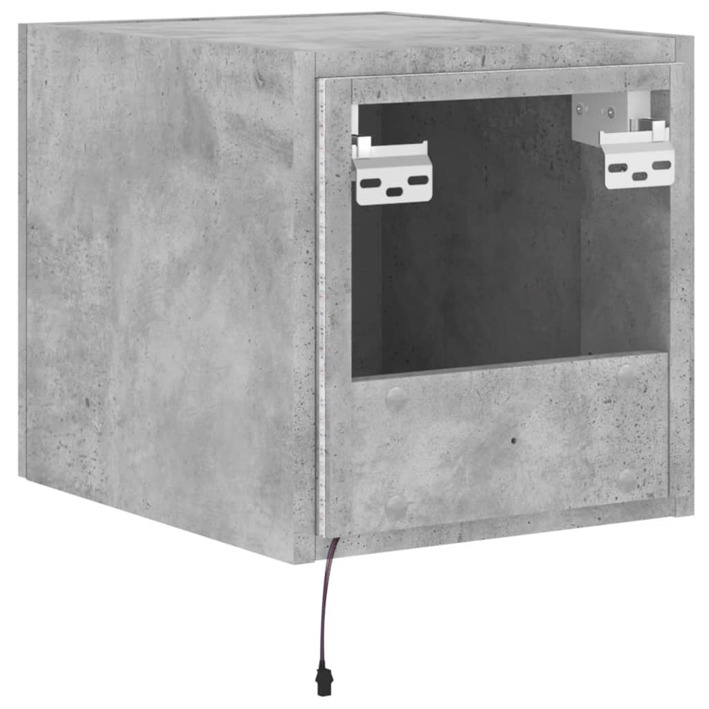 vidaXL Ścienna szafka TV z LED, szarość betonu, 30,5x35x30 cm