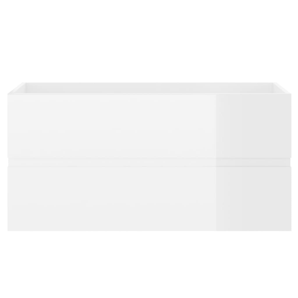 vidaXL Szafka pod umywalkę, biała, wysoki połysk, 90x38,5x45 cm, płyta