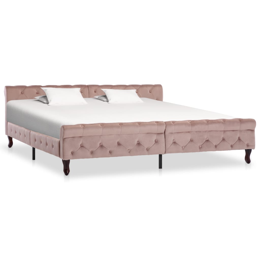vidaXL Rama łóżka, różowa, tapicerowana aksamitem, 200 x 200 cm