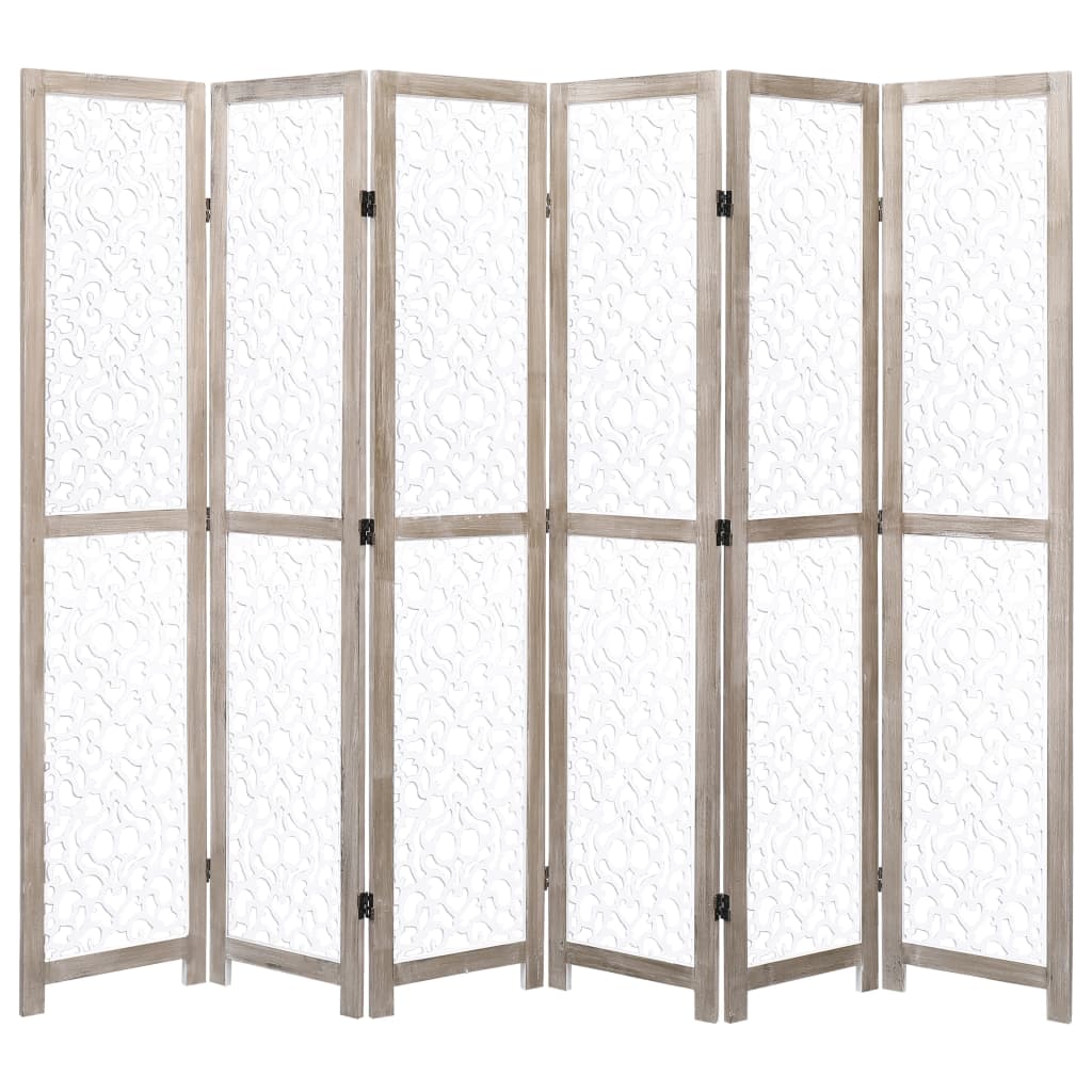 vidaXL Parawan 6-panelowy, biały, 210 x 165 cm, lite drewno