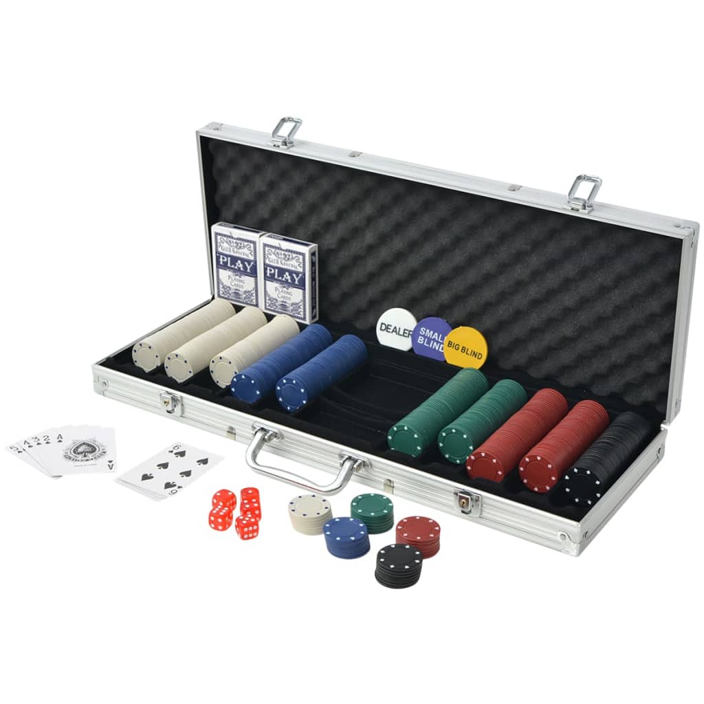 vidaXL Zestaw do pokera 500 żetonów, aluminium