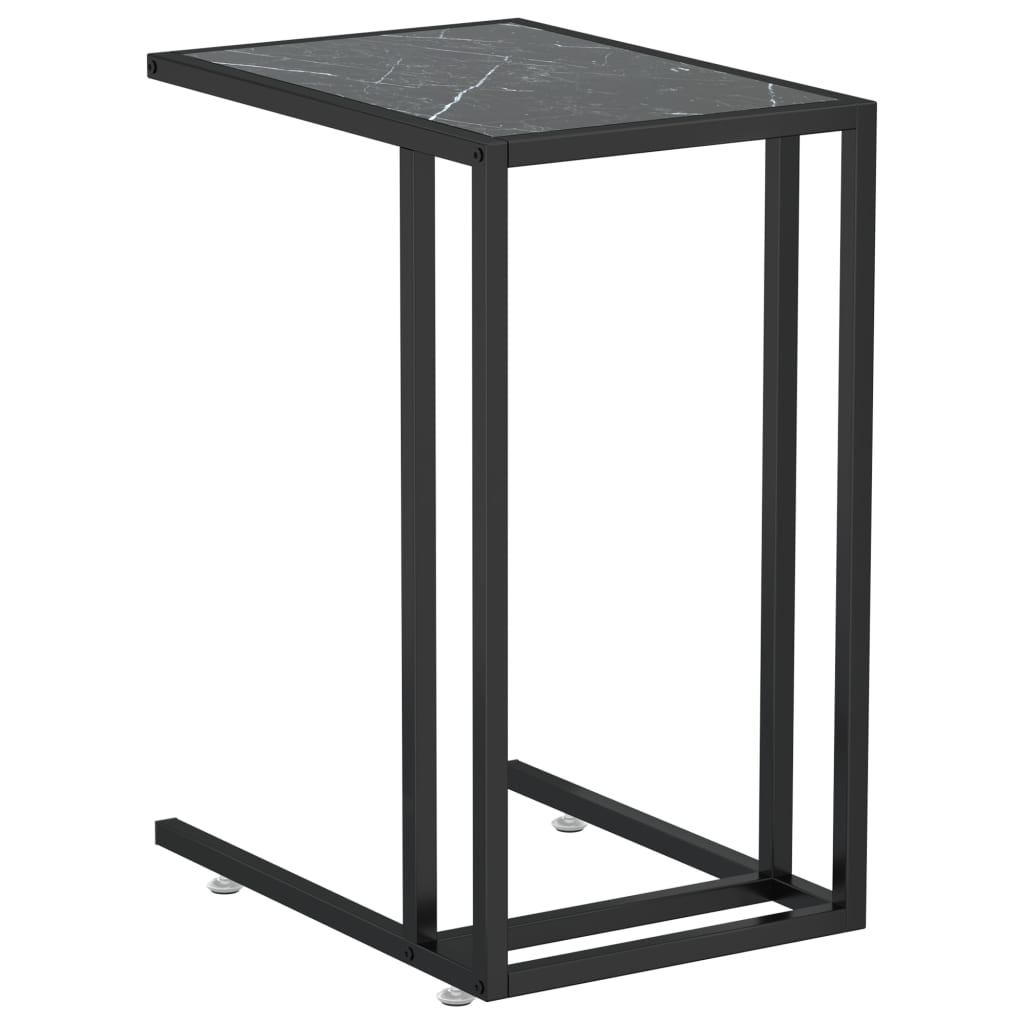 vidaXL Komputerowy stolik boczny, czarny marmur, 50x35x65 cm