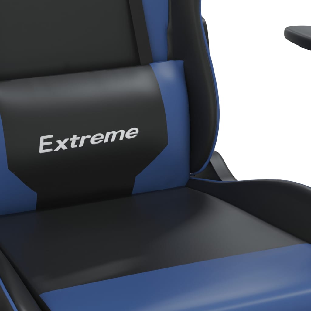 vidaXL Masujący fotel gamingowy, czarno-niebieski, sztuczna skóra