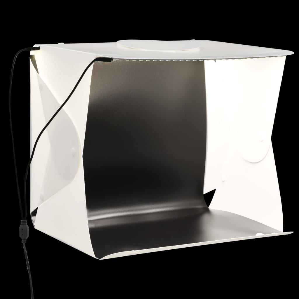 vidaXL Składany lightbox studyjny z LED, 40x34x37 cm, plastik, biały