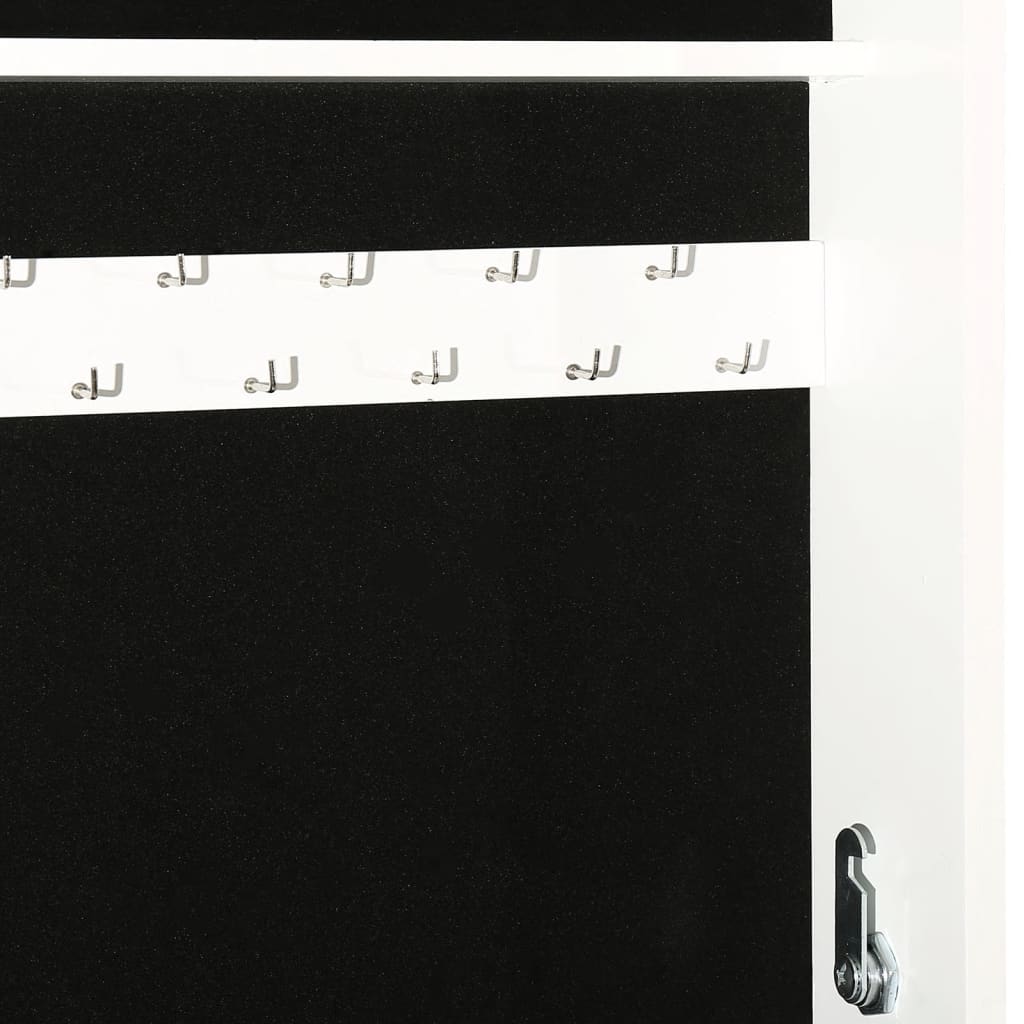 vidaXL Stojąca szafka na biżuterię, z lustrem, biała, 42x38x152 cm