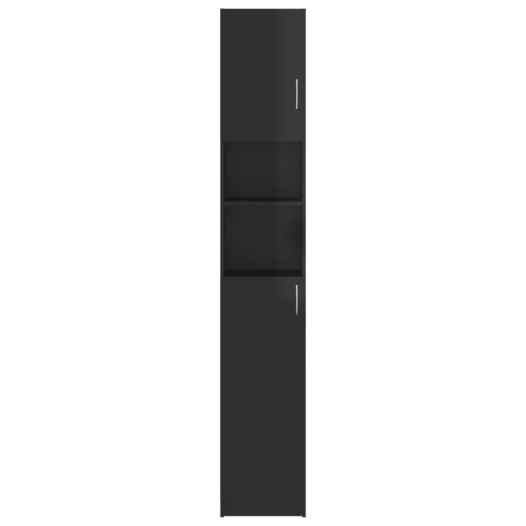 vidaXL Szafka łazienkowa, czarny z połyskiem, 32x25,5x190 cm