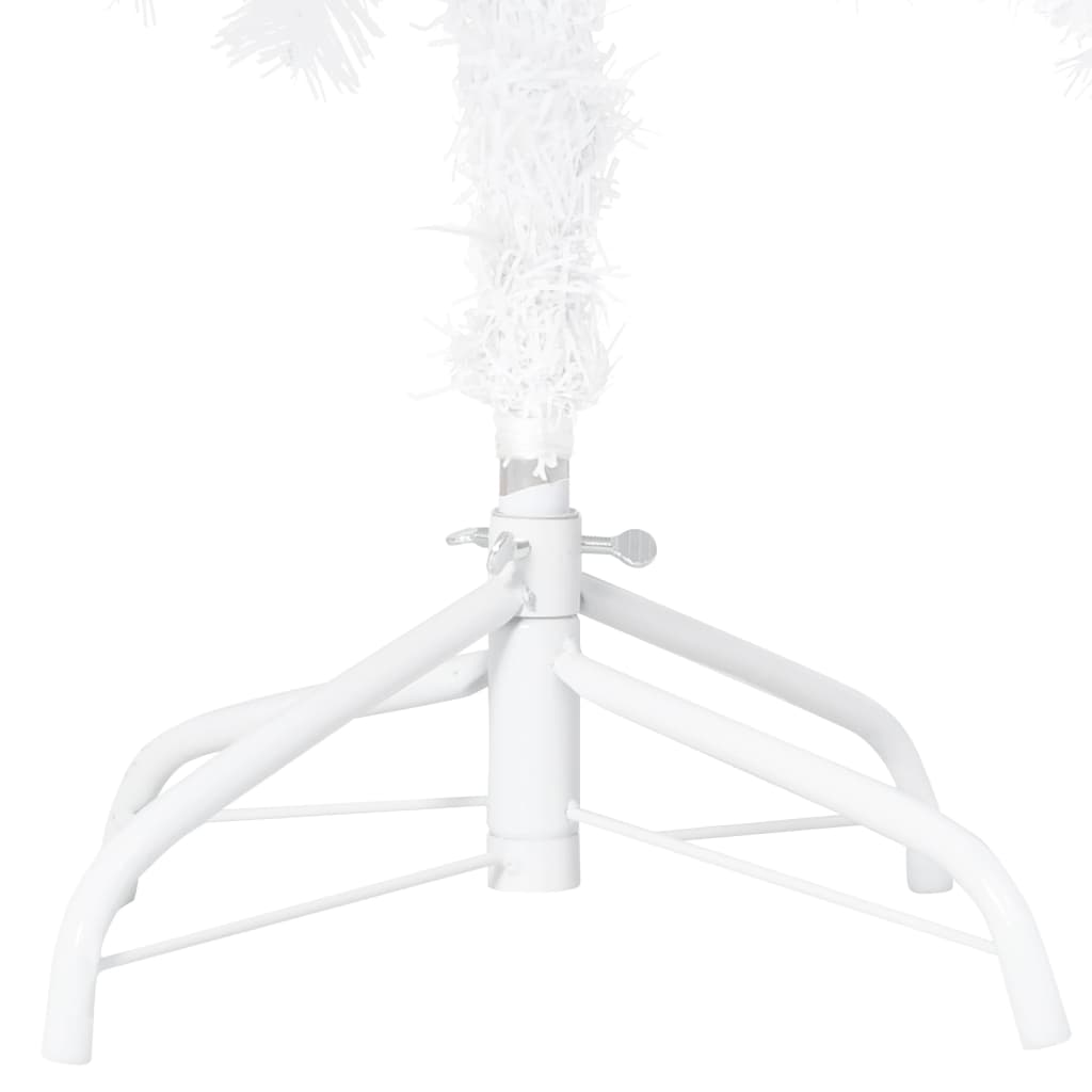 vidaXL Sztuczna choinka z lampkami i bombkami, biała, 180 cm, PVC