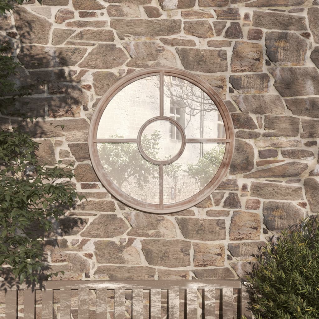 vidaXL Lustro ogrodowe, kolor piaskowy, 60x4 cm, okrągła żelazna rama