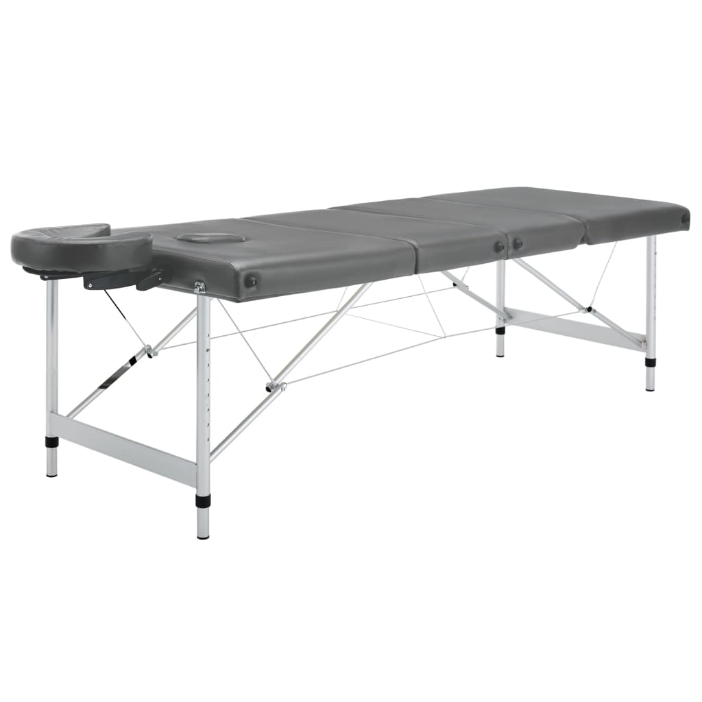 vidaXL Stół do masażu, 4 strefy, rama z aluminium, antracyt, 186x68cm