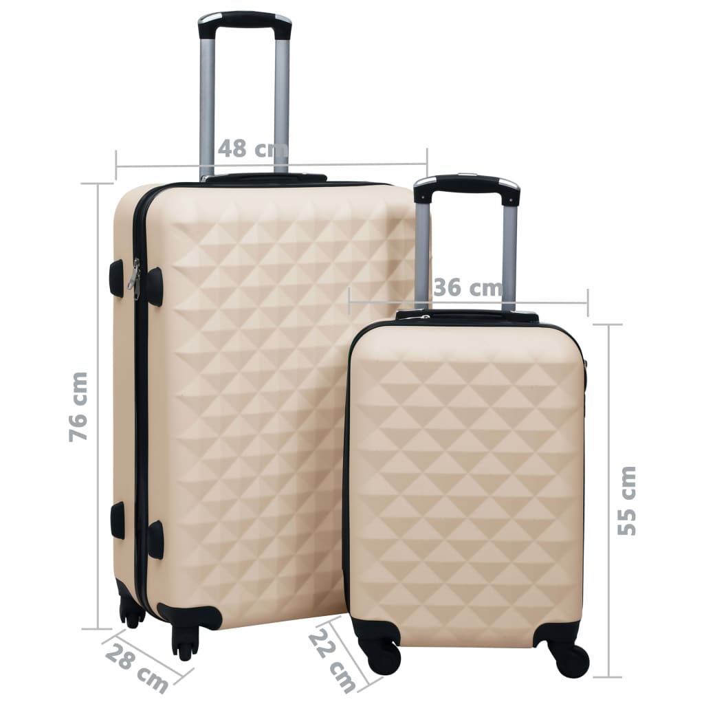 vidaXL Zestaw twardych walizek na kółkach, 2 szt., złoty, ABS
