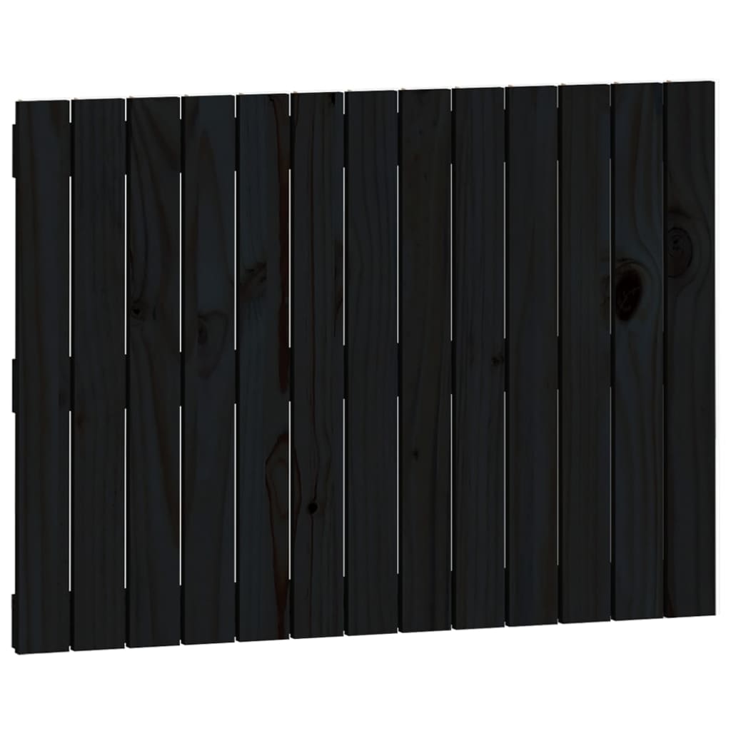 vidaXL Wezgłowie łóżka, czarne, 82,5x3x60 cm, lite drewno sosnowe