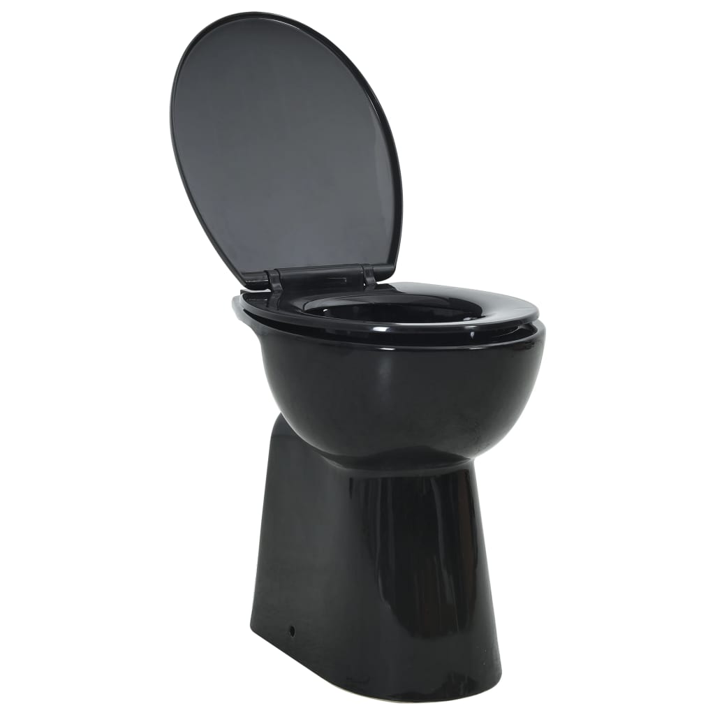 vidaXL Wysoka toaleta bez kołnierza, ciche zamykanie, ceramika, czarna