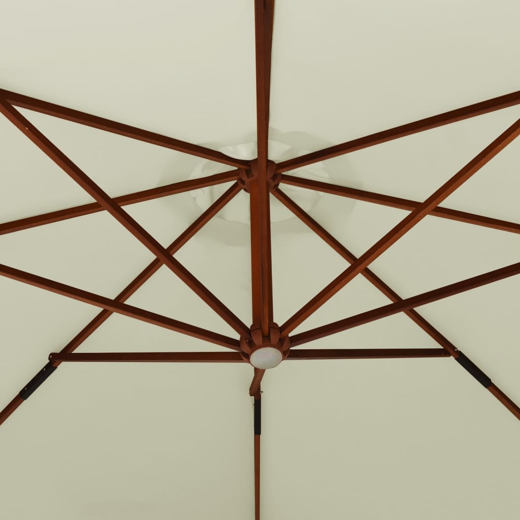 vidaXL Parasol wiszący na drewnianym słupku, 350 cm, kolor taupe