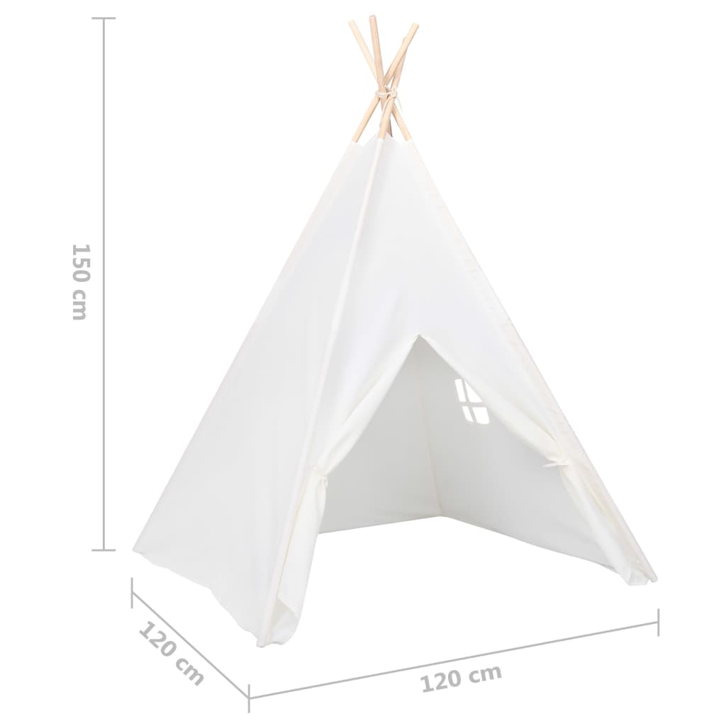 vidaXL Biały namiot dziecięcy tipi, z torbą, peach skin, 120x120x150cm