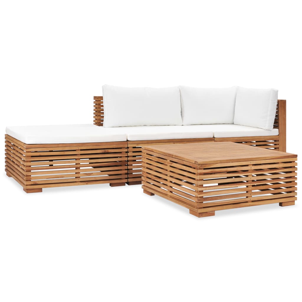 vidaXL 4-cz. zestaw wypoczynkowy do ogrodu, poduszki, drewno tekowe
