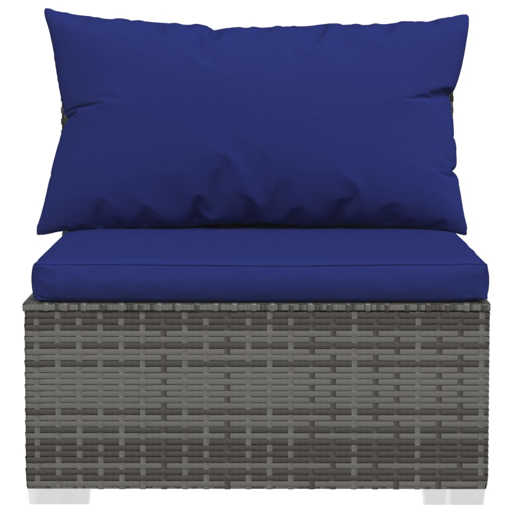 vidaXL 3-osobowa sofa ogrodowa z poduszkami, szary rattan PE
