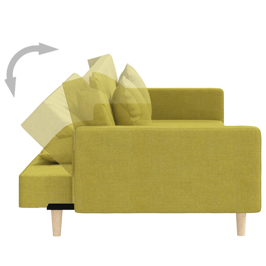 vidaXL 2-osobowa kanapa z 2 poduszkami, zielona, obita tkaniną