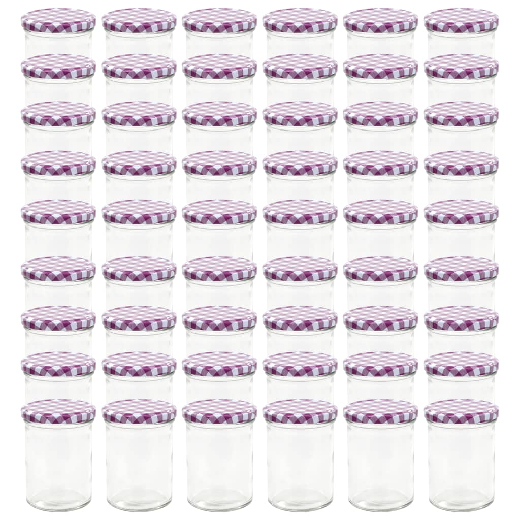 vidaXL Szklane słoiki, biało-fioletowe pokrywki, 48 szt., 400 ml