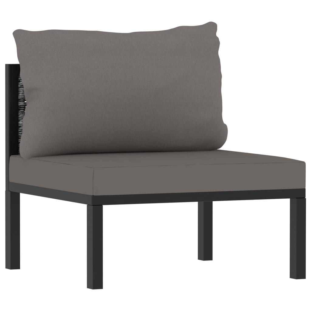 vidaXL 3-osobowa sofa ogrodowa z poduszkami, antracytowa, polirattan