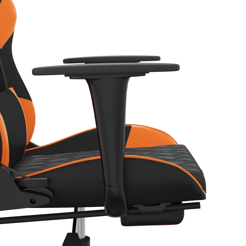 vidaXL Fotel gamingowy z podnóżkiem, czarno-pomarańczowy