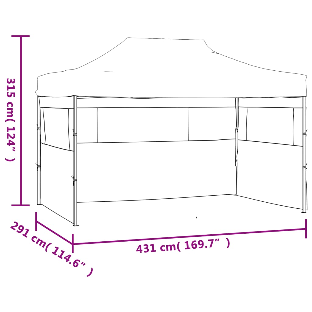 vidaXL Rozkładany namiot z 3 ściankami, 3 x 4,5 m, antracytowy