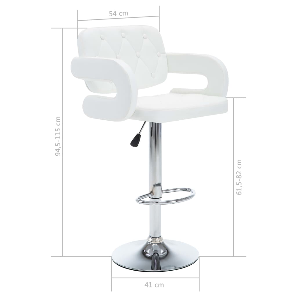 vidaXL Obrotowe krzesła barowe, 2 szt., białe, sztuczna skóra