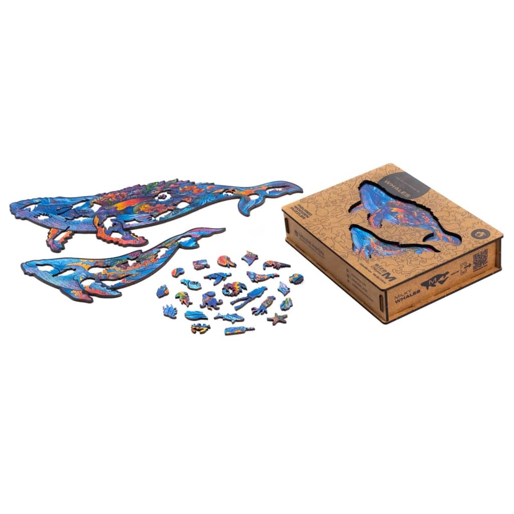 UNIDRAGON 172-częściowe, drewniane puzzle Milky Whales, M, 33x20 cm