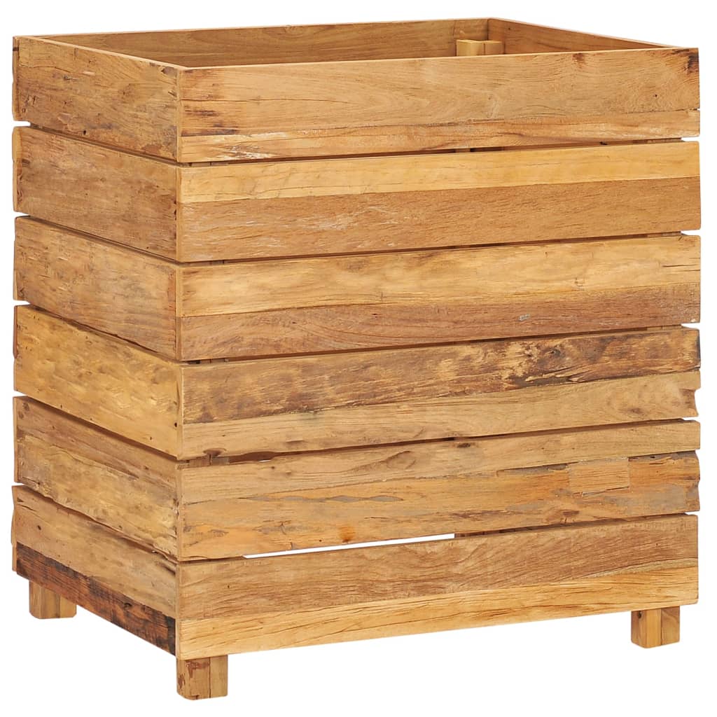 vidaXL Podwyższona donica 50x40x55 cm, drewno tekowe z recyklingu/stal