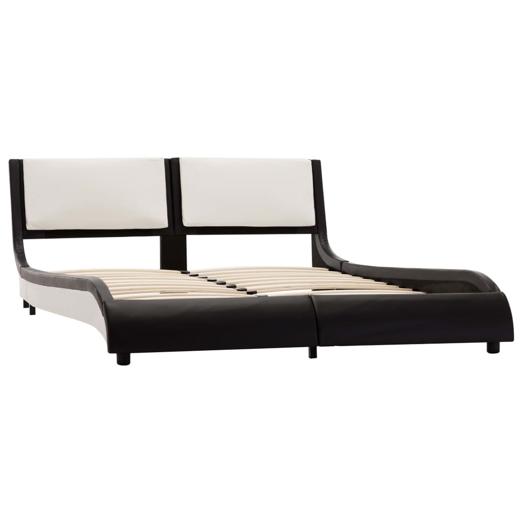 vidaXL Rama łóżka, czarno-biała, sztuczna skóra, 120 x 200 cm