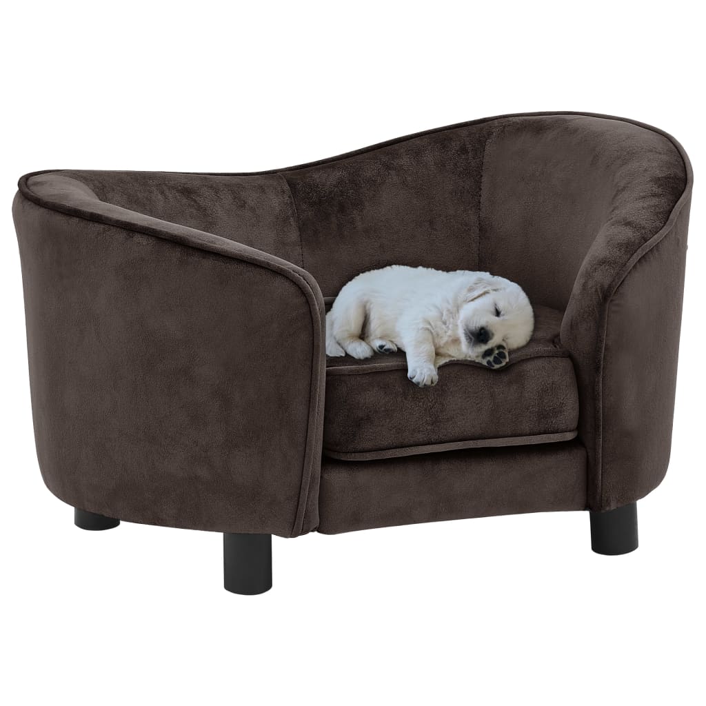 vidaXL Sofa dla psa, brązowa, 69x49x40 cm, pluszowa
