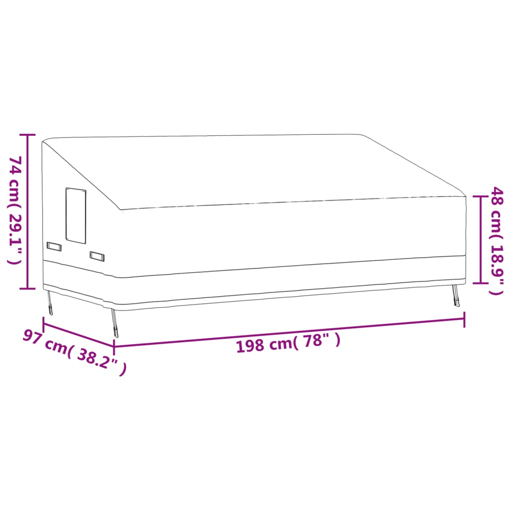 vidaXL Pokrowiec na ławkę 2-osobową, beżowy, 198x97x48/74 cm, tkanina