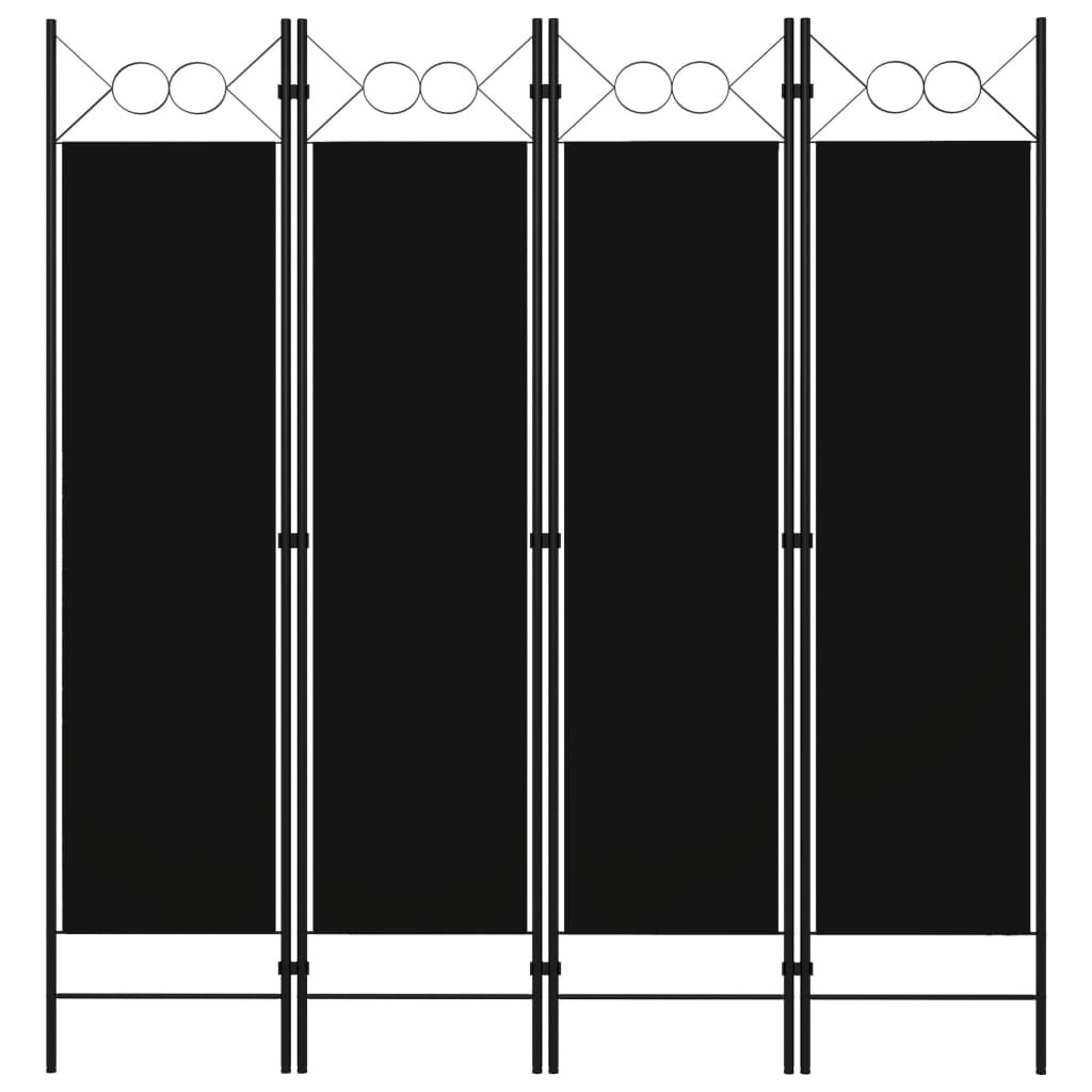 vidaXL Parawan 4-panelowy, czarny, 160 x 180 cm