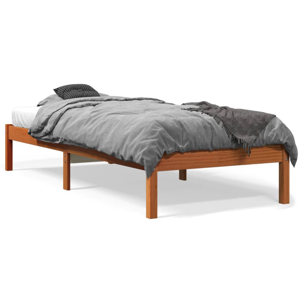 vidaXL Rama łóżka, woskowy brąz, 90x190 cm, lite drewno sosnowe