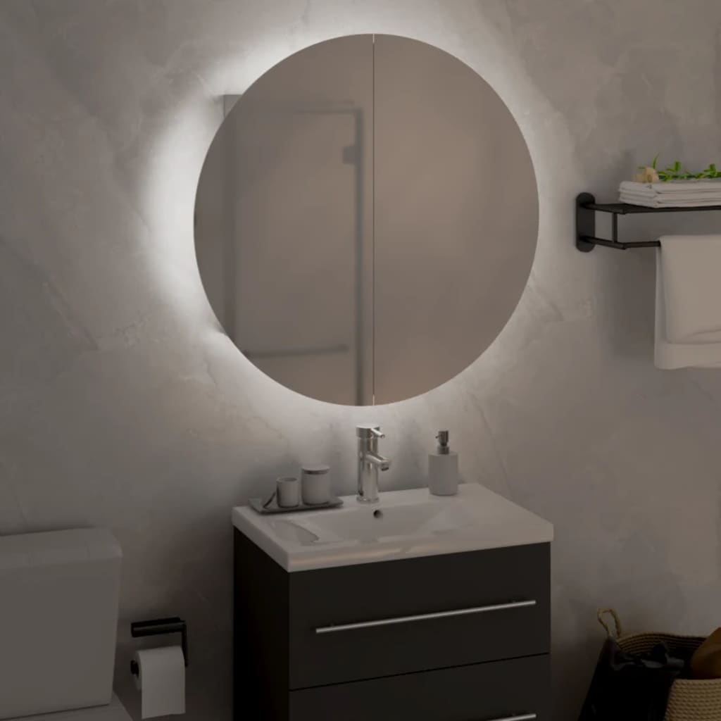 vidaXL Szafka łazienkowa z lustrem i LED, biała, 47x47x17,5 cm