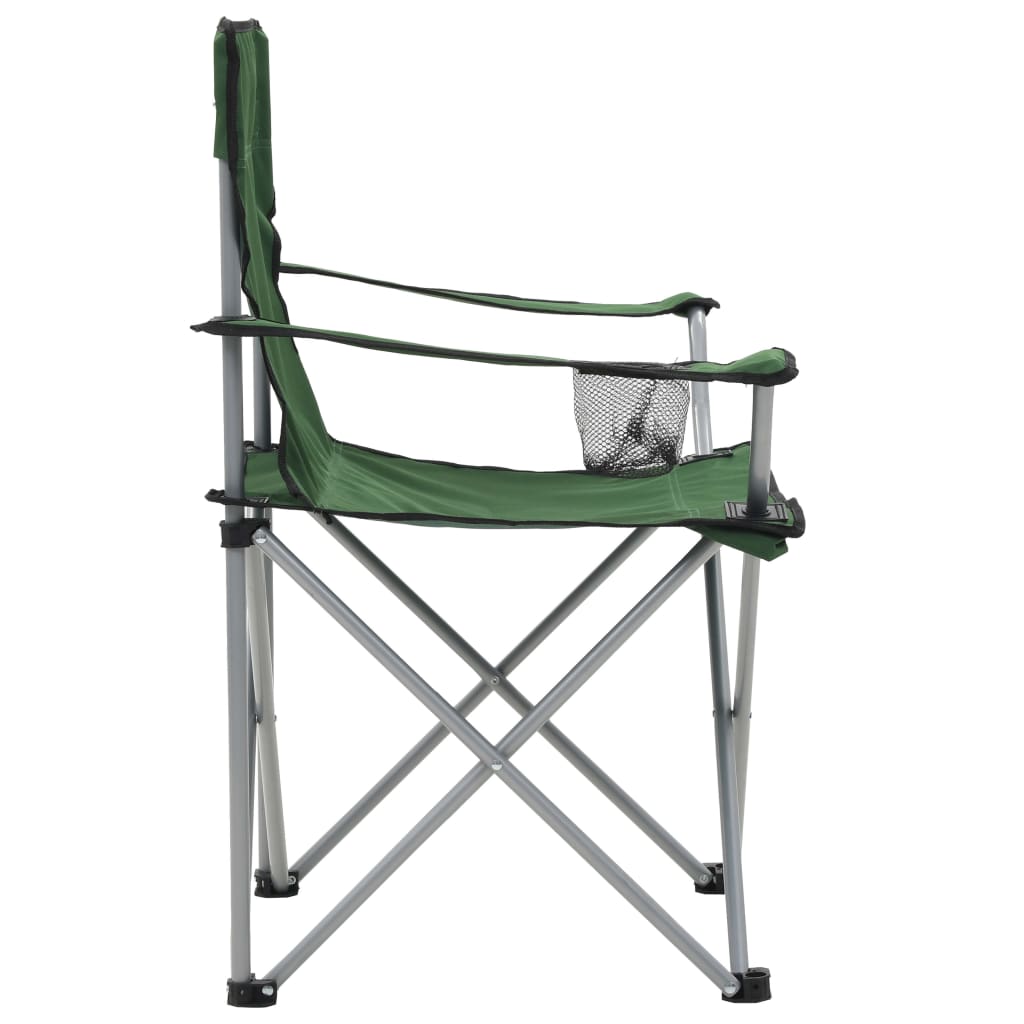 vidaXL Stolik i krzesła turystyczne, 3 elementy, zielone