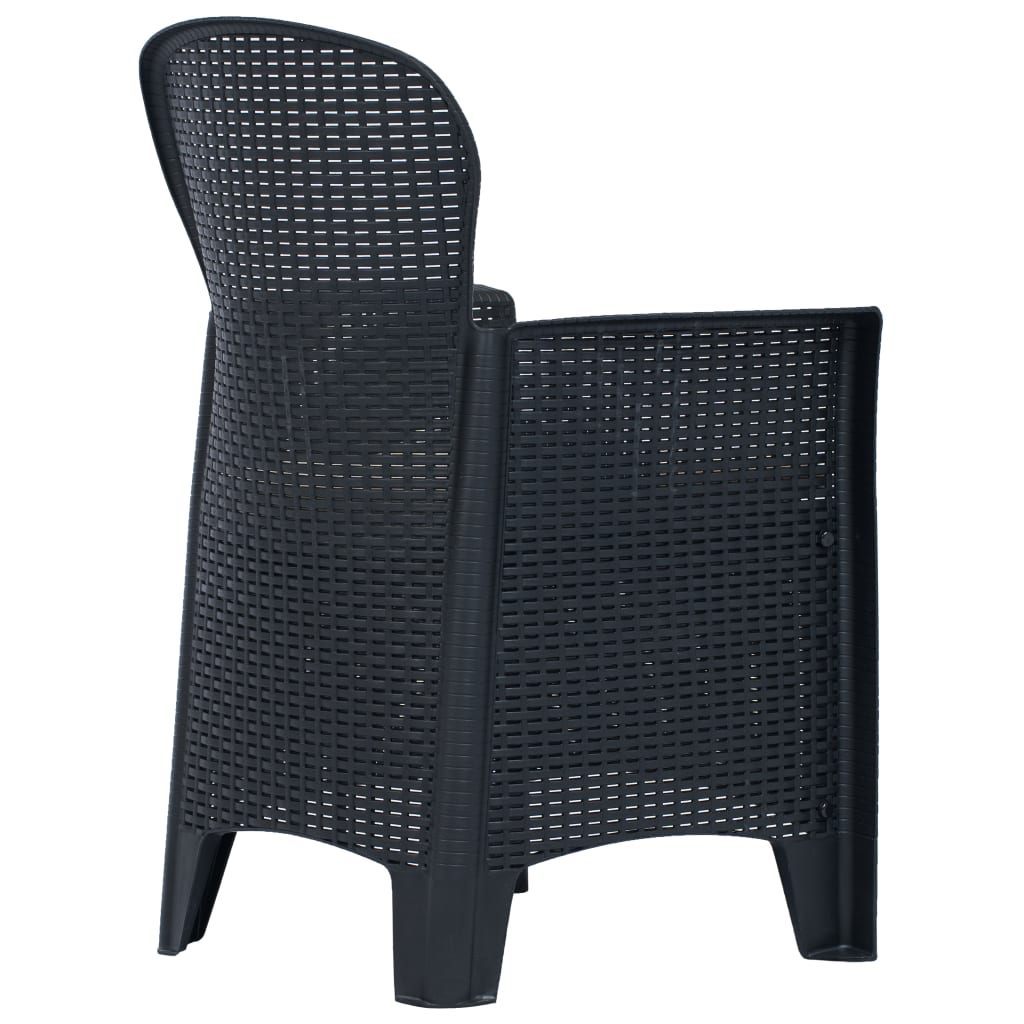 vidaXL Krzesła ogrodowe z poduszkami, 2 szt., antracytowe, plastikowe