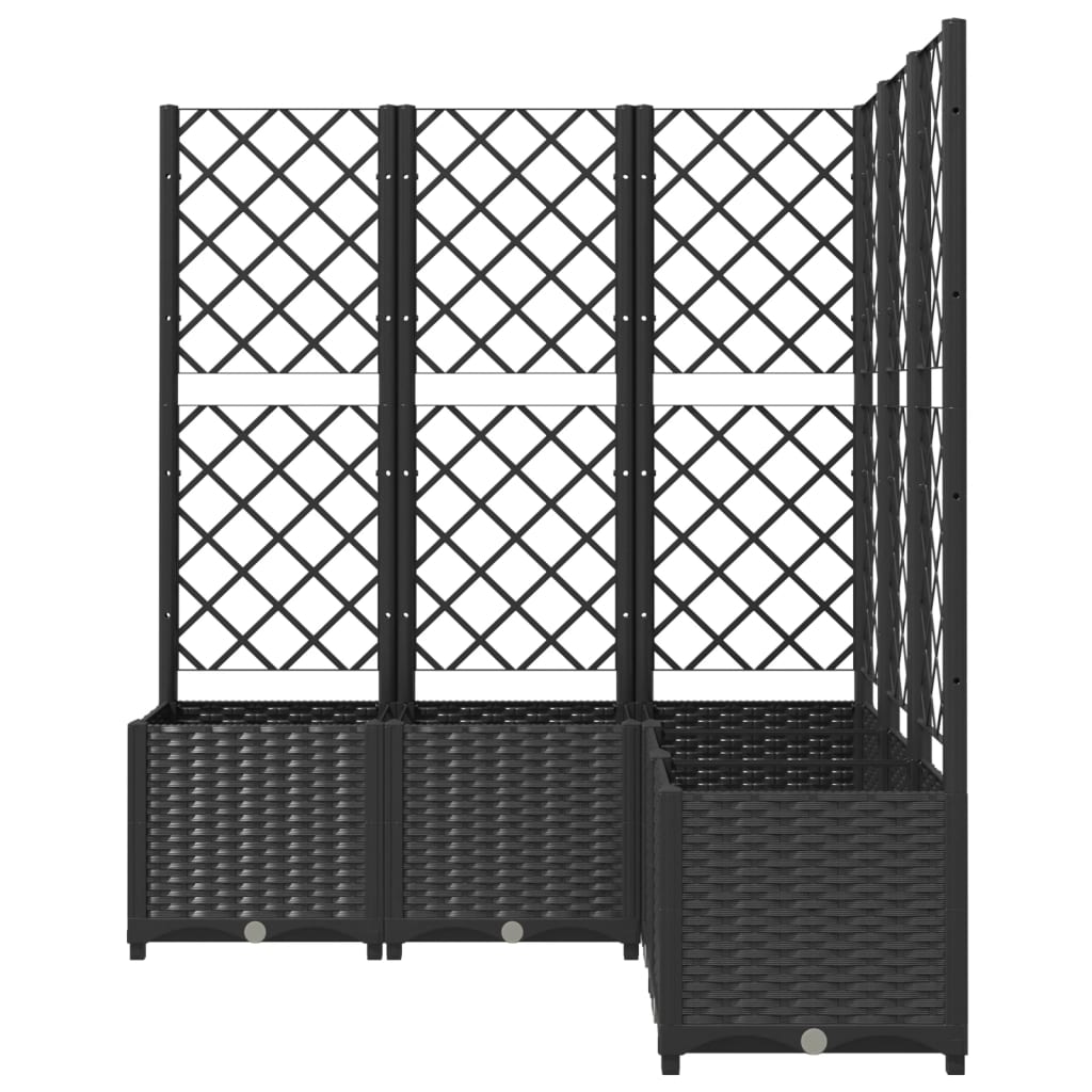 vidaXL Donica ogrodowa z kratką, czarna, 120x120x136 cm, PP