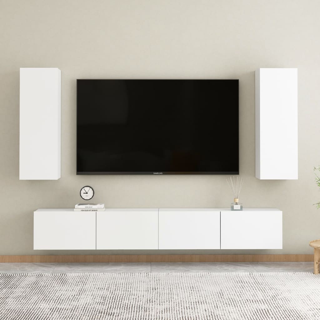 vidaXL Szafka TV, biała, 30,5x30x90 cm, płyta wiórowa